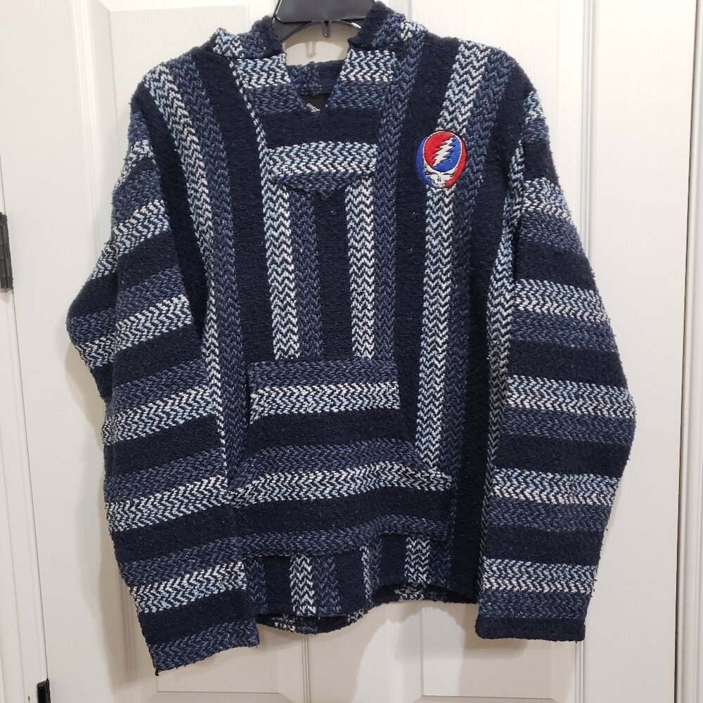 Grateful Dead RARE Baja Hoodie Steal Your Face Men's Size M Drug Rug Rock & Roll